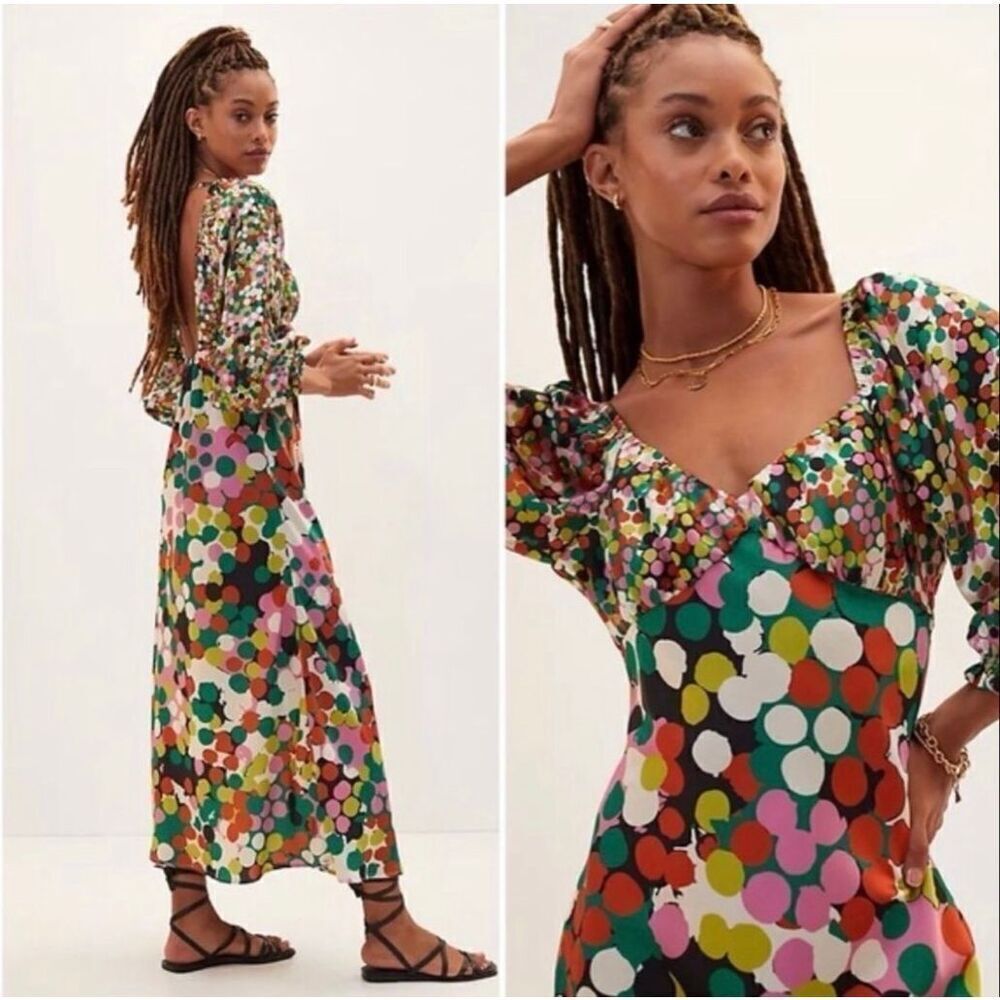 NWT Anthropologie Porridge Floral puff sleeve maxi dress size XS petite By Porri - Picture 2 of 7